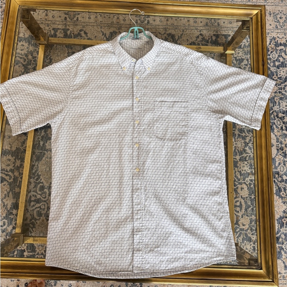 Christian Dior Men’s L 16 1/2 Pique Weave in white/blue
